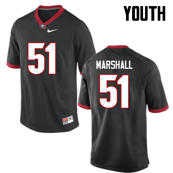 Youth Georgia Bulldogs #51 David Marshall College Football Jerseys-Black - Click Image to Close